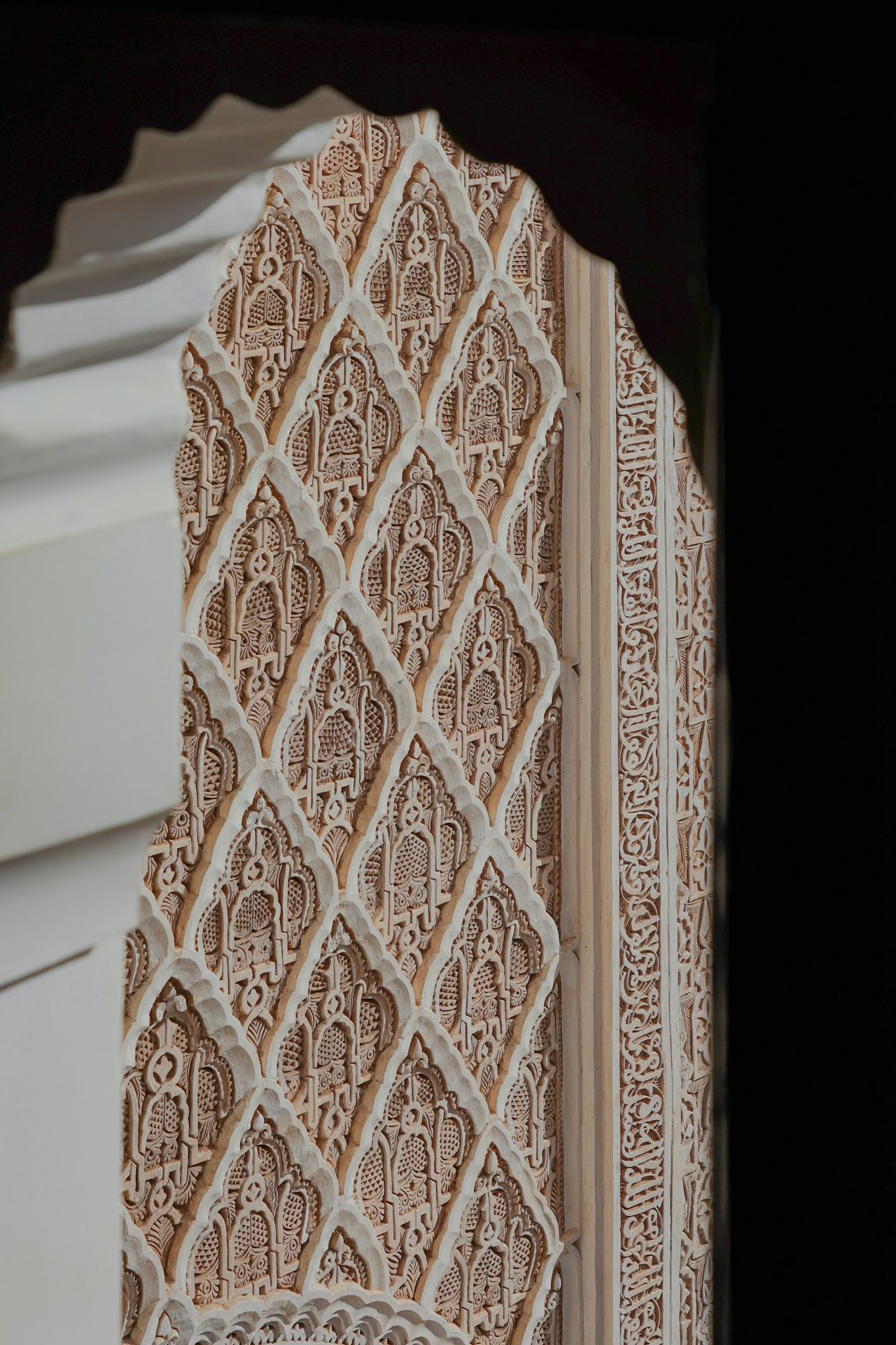 A close up of a decorative window frame